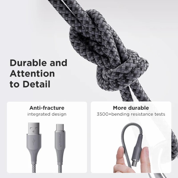 Фото - Кабель Pisen NoirSync USB-A TO USB-C 12W Cable Grey (TC-FC31-1000)