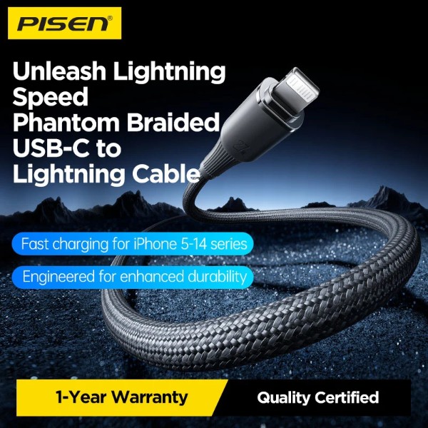 Фото - Кабель Pisen NoirSync USB-C TO Lightning 27W Cable Grey (CL-FC16-1000)