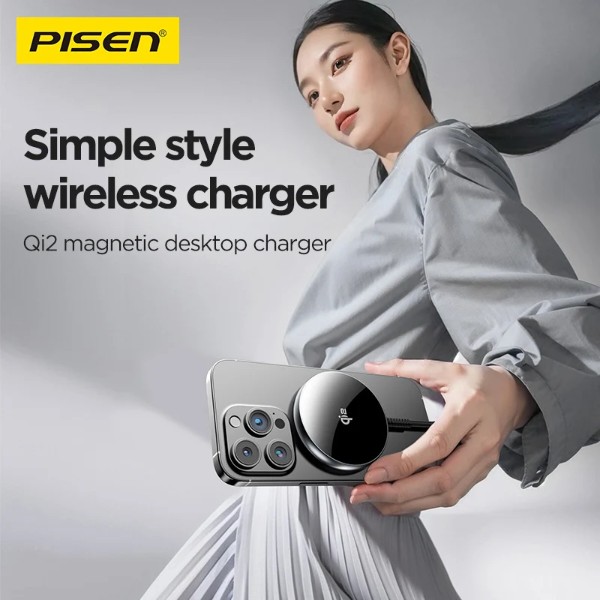 Фото - Беспроводное зарядное устройство Pisen Qi2 Magnetic Desktop Charging Base (TP-C56)