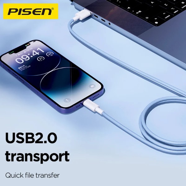 Фото - Кабель Pisen Vivid Series Lightning Braided Data Charging Cable 1M Grey (AL34-1000)