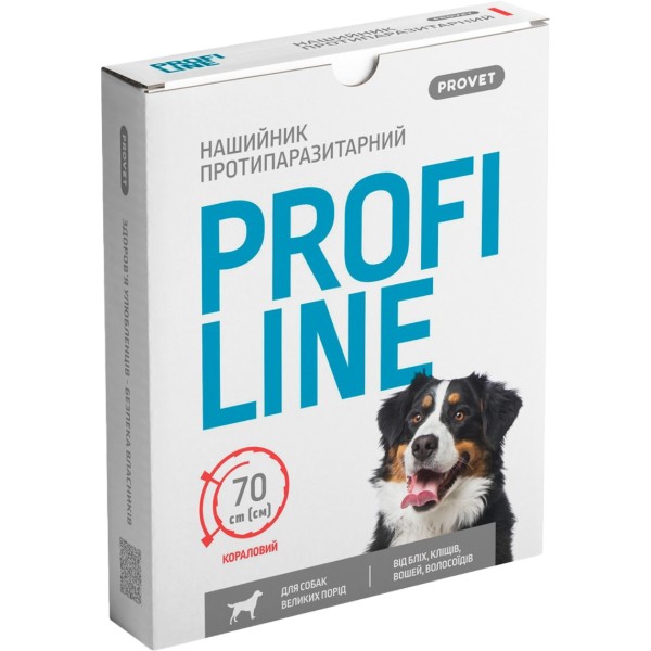 Фото - Ошейник противопаразитный для собак ProVET PROFILINE для больших пород инсектоакарицид коралловый 70 см (4823082431007)