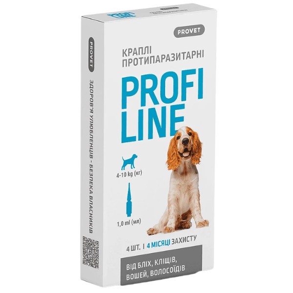 Фото - Капли для собак ProVET PROFILINE 4-10 кг инсектоакарицид 4 шт. по 1 мл (4823082431045)