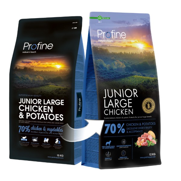 Фото - Сухой корм для собак Profine Junior Large Chicken and Potatoes д/щенка 12 кг (8595602569960)