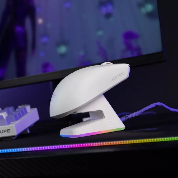 Фото - Мышь беспроводная игровая Proove Gaming Jester 8K with Charging Dock white/purple (WMJSCD022017)