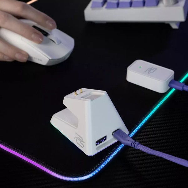 Фото - Мышь беспроводная игровая Proove Gaming Jester 8K with Charging Dock white/purple (WMJSCD022017)