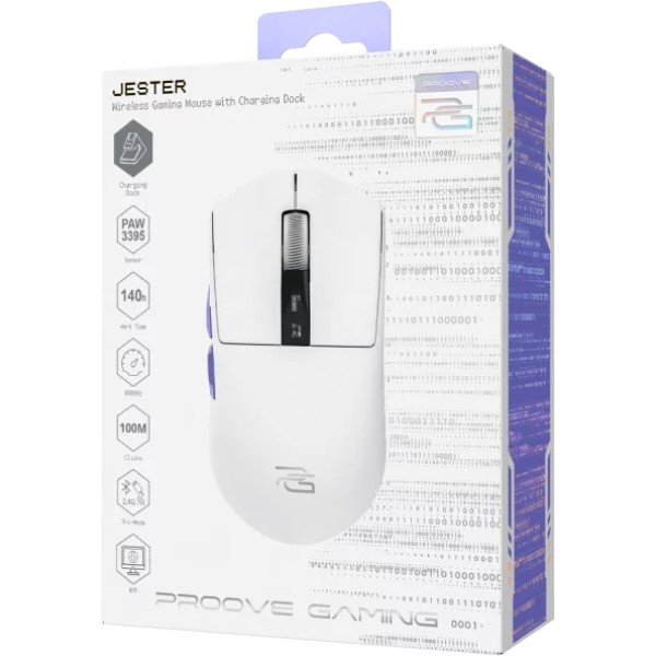 Фото - Мышь беспроводная игровая Proove Gaming Jester 8K with Charging Dock white/purple (WMJSCD022017)