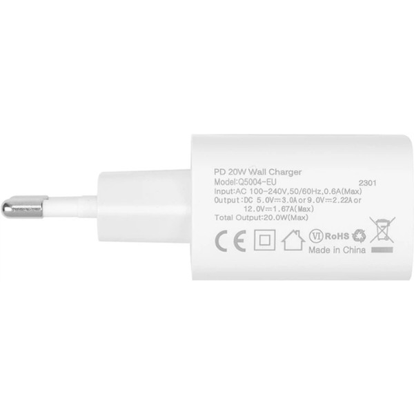 Фото - Сетевое зарядное устройство Choetech USB-С 20W PD/QC (Q5004-EU-WH)