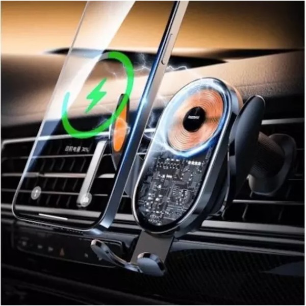 Фото - Автотримач Remax 15W Ultra-thin 3-Axis Linkage Car Holder  RM-C17i Black (6954851216018)