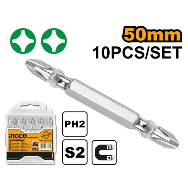 Фото - Набір біт для викрутки INGCO S2 PH2x50 мм 10 шт. (SDB21PH223)