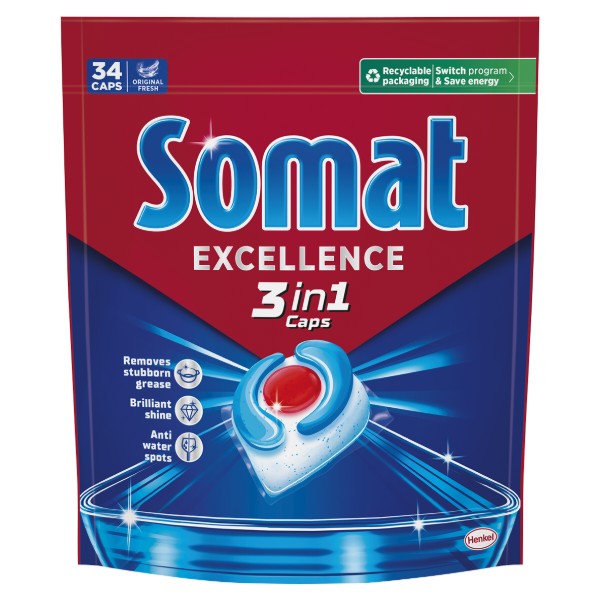 Фото - Таблетка для посудомоечной машины Somat Экселенс 3-в-1, 34 шт. Фото - Таблетка для посудомоечной машины Somat Экселенс 3-в-1, 34 шт.