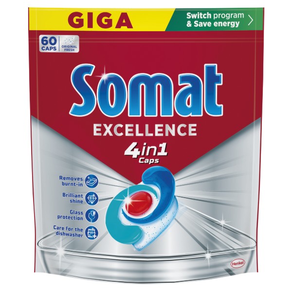 Фото - Таблетка для посудомоечной машины Somat Exellence 60 шт Фото - Таблетка для посудомоечной машины Somat Exellence 60 шт