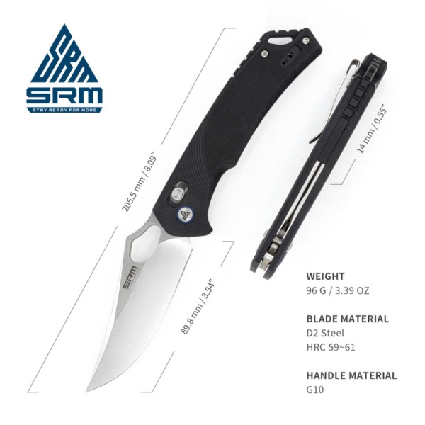 Фото - Ніж туристичний SRM Retriever Black (9202)