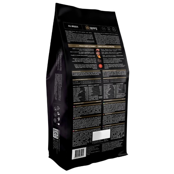 Фото - Сухой корм для собак Savory Adult All Breeds rich in Fresh Duck and Rabbit со свежей уткой и кроликом 12 кг (4820232630181)