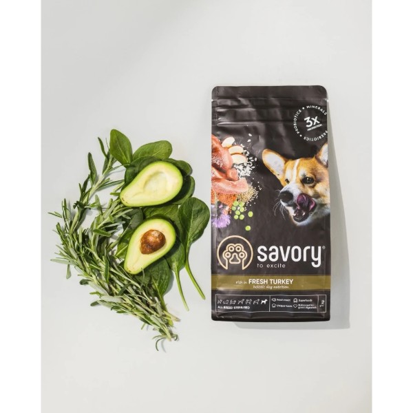 Фото - Сухий корм для собак Savory All Breed Sterilised rich in Fresh Turkey 1 кг (4820232631492)