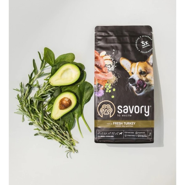 Фото - Сухий корм для собак Savory All Breed Sterilised rich in Fresh Turkey 3 кг (4820232631508)