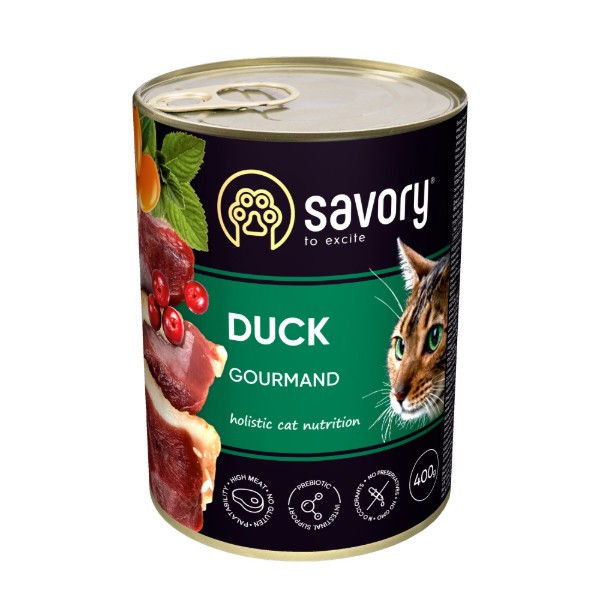 Фото - Влажный корм для кошек Savory Cat Can Adult Duck 400 г (4820232630624)