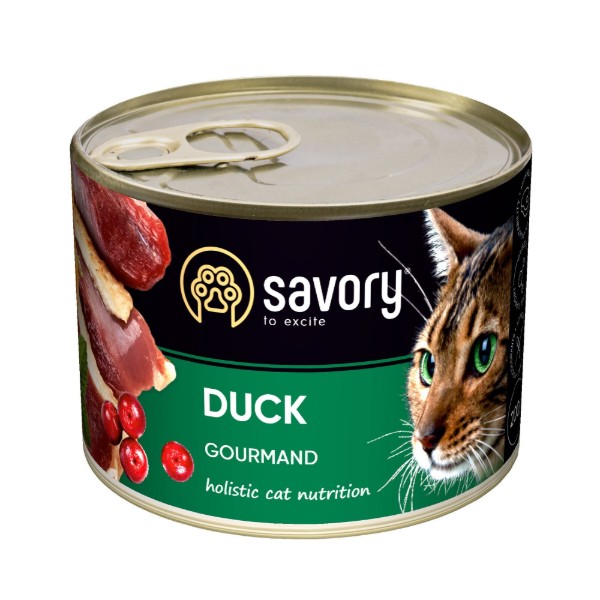 Фото - Влажный корм для кошек Savory Cat Can Adult Duck для прихотливых с уткой 200 г (4820232630617)