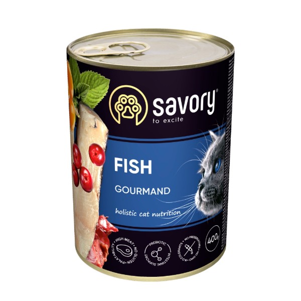 Фото - Влажный корм для кошек Savory Cat Can Adult Fish 400 г (4820232630655)