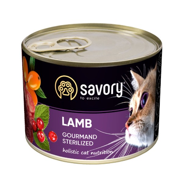Фото - Влажный корм для кошек Savory Cat Can Adult Sterilised для стерилизованных с ягненком 200 г (4820232630723)