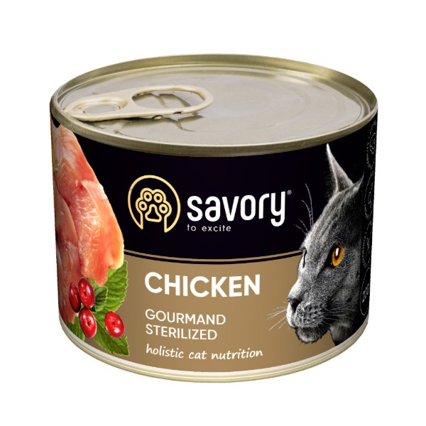 Фото - Влажный корм для кошек Savory Cat Can Adult Sterilised для стерилизованных с курицей 200 г (4820232630754)