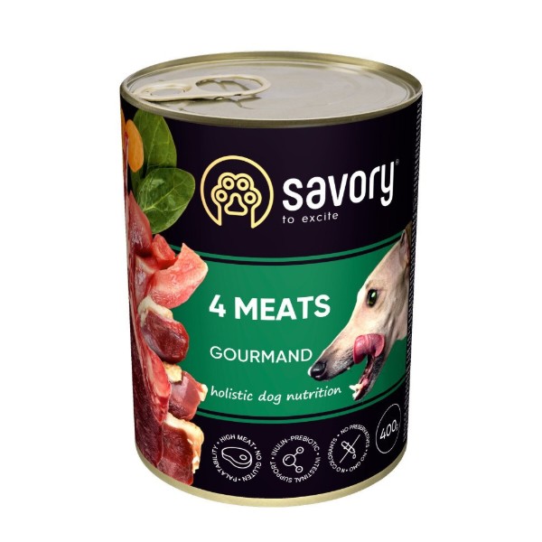 Фото - Влажный корм для собак Savory Dog Gourmand 4 meats 400 г (4820232630396)