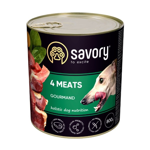 Фото - Паштет для собак Savory Dog Gourmand 4 meats всех пород с четырьмя видами мяса 800 г (4820232630402) Фото - Паштет для собак Savory Dog Gourmand 4 meats всех пород с четырьмя видами мяса 800 г (4820232630402)