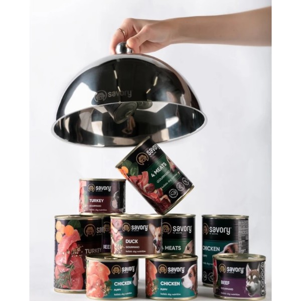 Фото - Паштет для собак Savory Dog Gourmand 4 meats всех пород с четырьмя видами мяса 800 г (4820232630402)