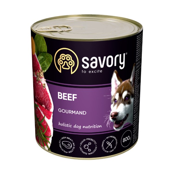 Фото - Паштет для собак Savory Dog Gourmand Beef всех пород с говядиной 800 г (4820232630440)