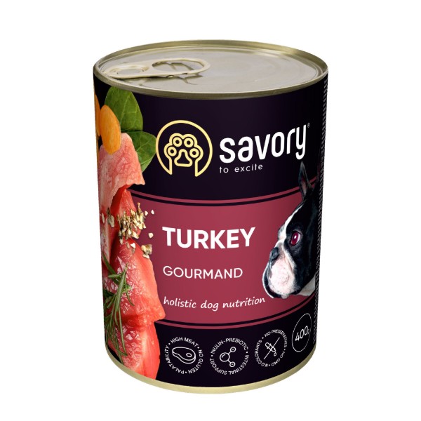 Фото - Влажный корм для собак Savory Dog Gourmand Turkey 400 г (4820232630518)