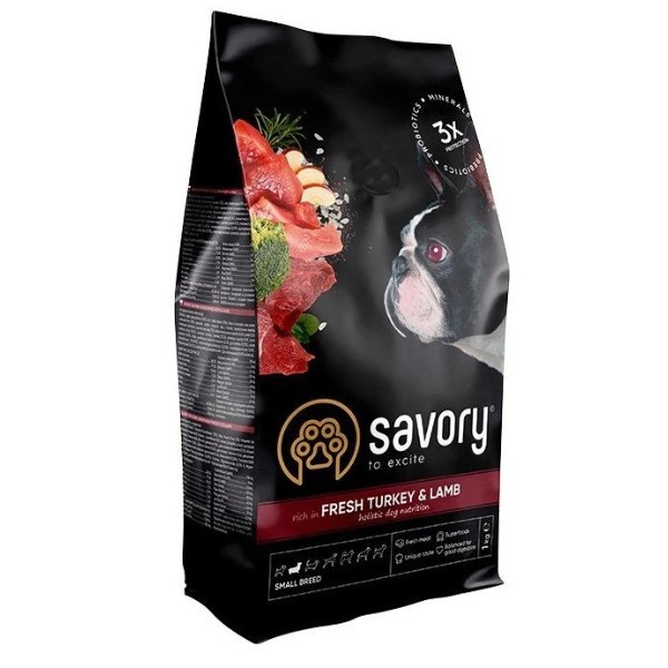 Фото - Сухой корм для собак Savory Small Breed rich in Fresh Turkey and Lamb со свежим ягненком и индейкой 1 кг (4820232630341)