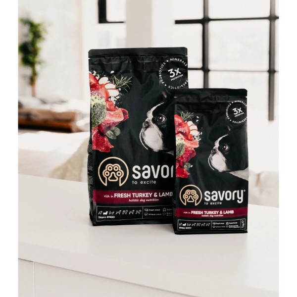 Фото - Сухой корм для собак Savory Small Breed rich in Fresh Turkey and Lamb со свежим ягненком и индейкой 1 кг (4820232630341)