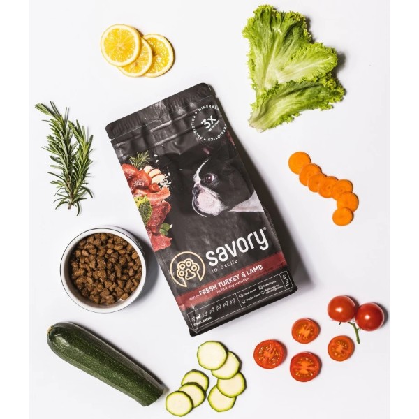 Фото - Сухой корм для собак Savory Small Breed rich in Fresh Turkey and Lamb со свежим ягненком и индейкой 1 кг (4820232630341)