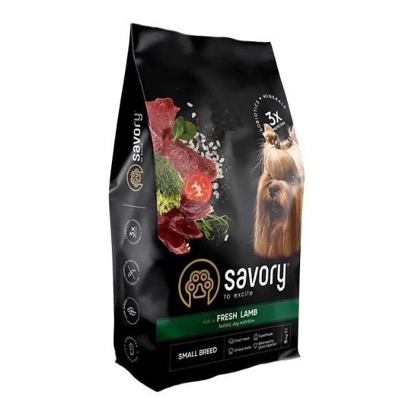 Фото - Сухой корм для собак Savory Small Breeds rich in Fresh Lamb привередливых малых пород до 10 кг со свежим ягненком 8 кг (4820232630334)
