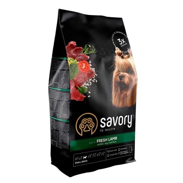 Фото - Сухой корм для собак Savory Small Breeds rich in Fresh Lamb привередливых малых пород до 10 кг со свежим ягненком 1 кг (4820232630310)