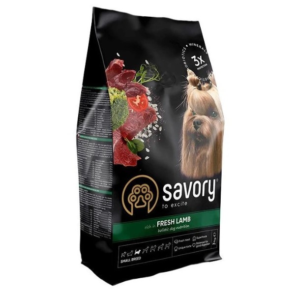 Фото - Сухой корм для собак Savory Small Breeds rich in Fresh Lamb привередливых малых пород до 10 кг со свежим ягненком 3 кг (4820232630327)