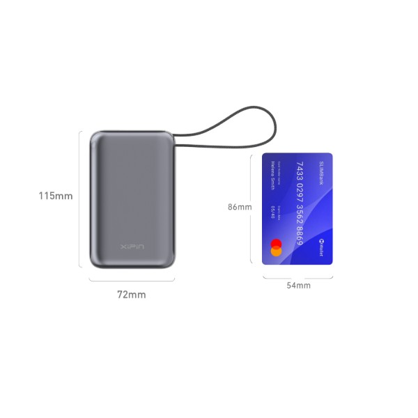 Фото - Батарея мобильная Xipin T191LP 30000mAh PD65W Built-In USB-C Cable Gray