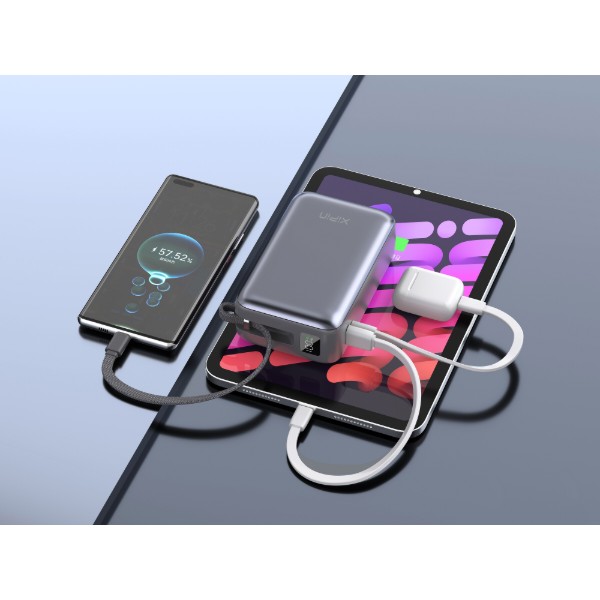 Фото - Батарея мобильная Xipin T191LP 30000mAh PD65W Built-In USB-C Cable Gray