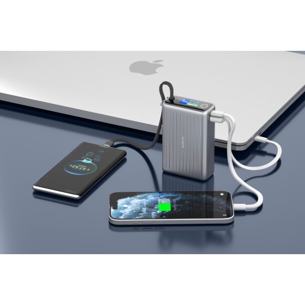Фото - Батарея мобільна Xipin T198BLP 20000mAh PD65W Built-In USB-C Cable w.Dispay Gray