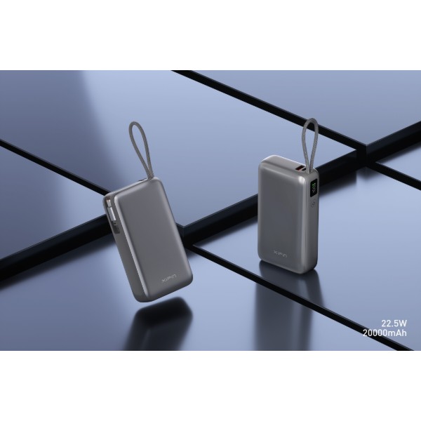 Фото - Батарея мобильная Xipin T202LF 20000mAh PD20W+22.5W Built-In USB-C Cable Gray