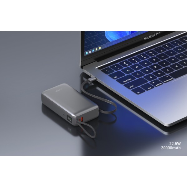 Фото - Батарея мобильная Xipin T202LF 20000mAh PD20W+22.5W Built-In USB-C Cable Gray