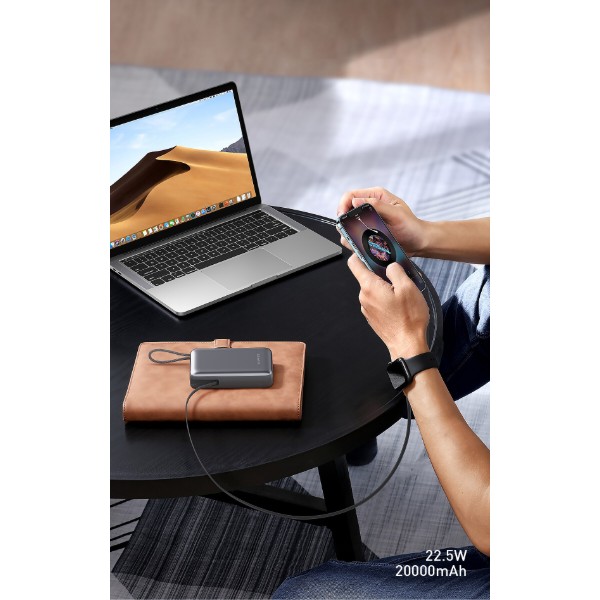 Фото - Батарея мобильная Xipin T202LF 20000mAh PD20W+22.5W Built-In USB-C Cable Gray
