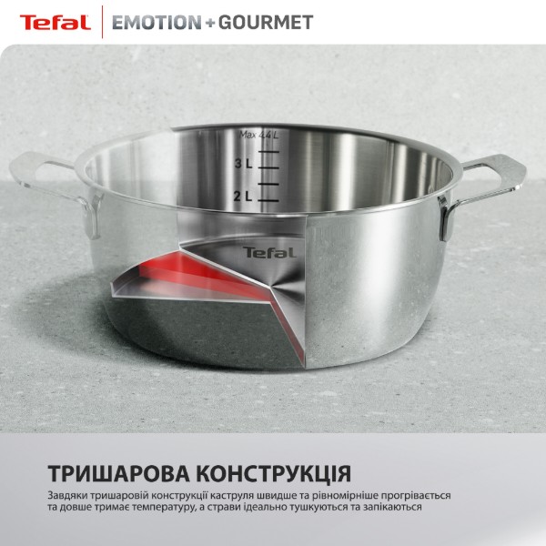 Фото - Каструля Tefal E3394655 Emotion+ Gourmet 24 см (4,4 л) з кр.
