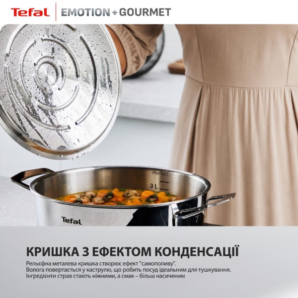 Фото - Каструля Tefal E3394655 Emotion+ Gourmet 24 см (4,4 л) з кр.