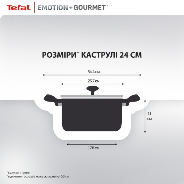 Фото - Каструля Tefal E3394655 Emotion+ Gourmet 24 см (4,4 л) з кр.