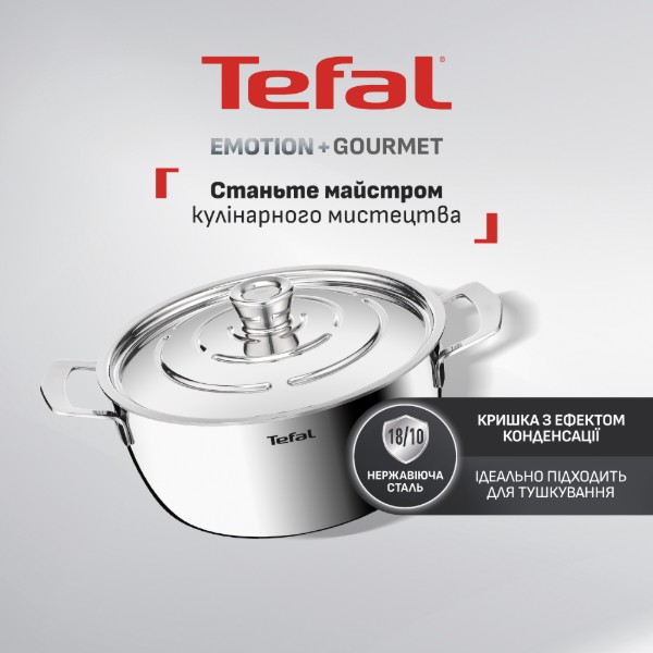 Фото - Каструля Tefal E3394655 Emotion+ Gourmet 24 см (4,4 л) з кр.