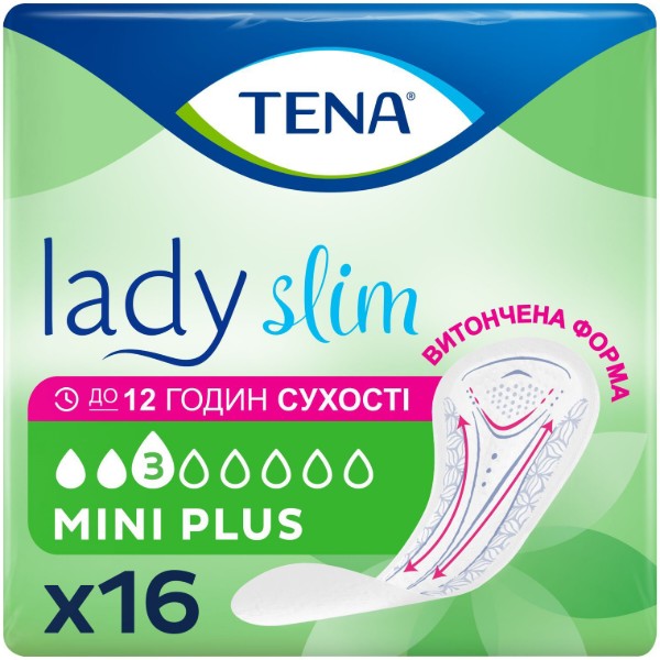 Фото - Прокладки урологічні для жінок Tena Lady Slim Mini Plus 16 шт. (7322540852868)