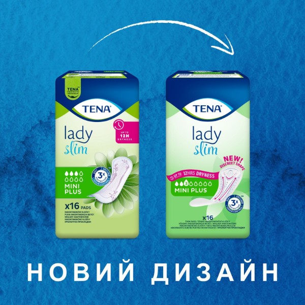 Фото - Прокладки урологічні для жінок Tena Lady Slim Mini Plus 16 шт. (7322540852868)