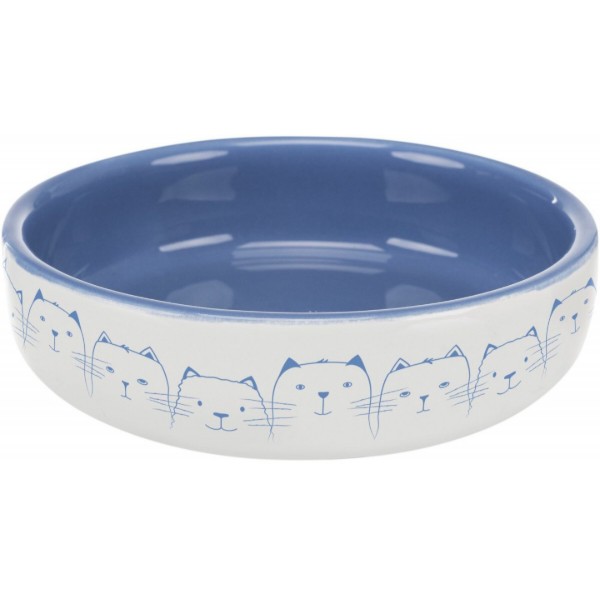 Фото - Миска для животных Trixie для кошек короткомордых пород Hello my little cat синяя/белая 15 см 300 мл (4011905247700)