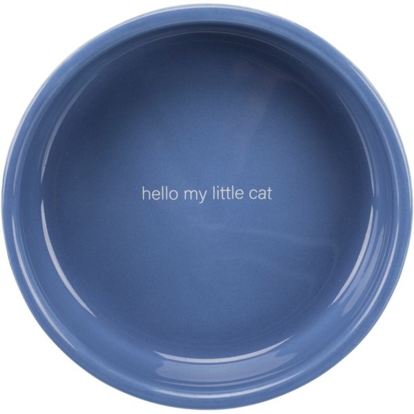 Фото - Миска для животных Trixie для кошек короткомордых пород Hello my little cat синяя/белая 15 см 300 мл (4011905247700)