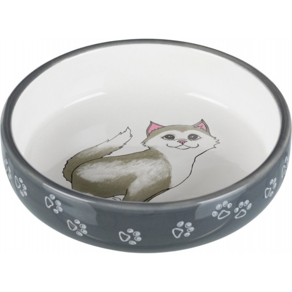 Фото - Миска для животных Trixie для кошек короткомордых пород серая/белая 15 см 300 мл (4011905247847)